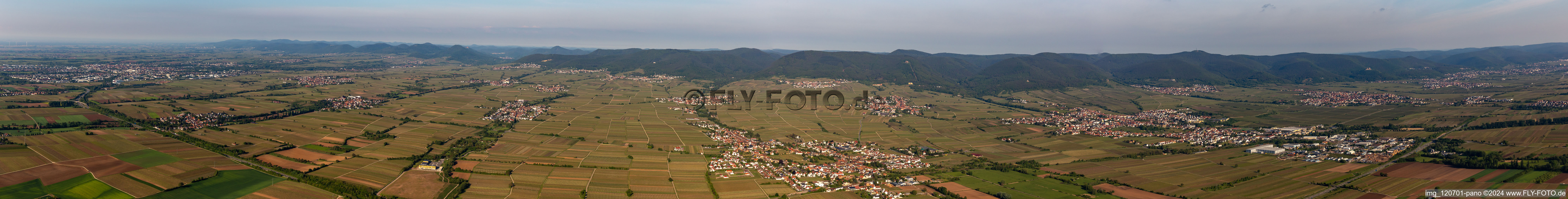 Vue aérienne de Perspective panoramique Edesheim et Edenkoben à Edenkoben dans le département Rhénanie-Palatinat, Allemagne