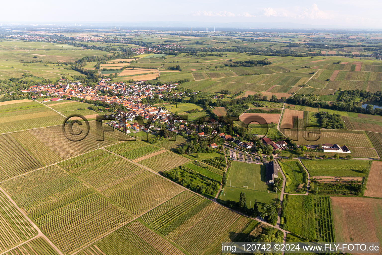 Image drone de Göcklingen dans le département Rhénanie-Palatinat, Allemagne