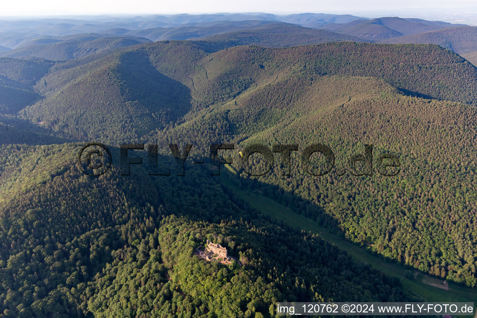 Vue oblique de Château du Maître des Ânes à Ramberg dans le département Rhénanie-Palatinat, Allemagne