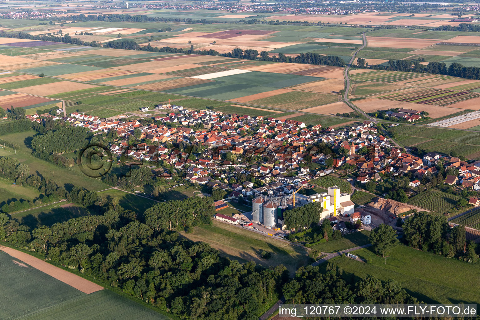 Enregistrement par drone de Freimersheim dans le département Rhénanie-Palatinat, Allemagne