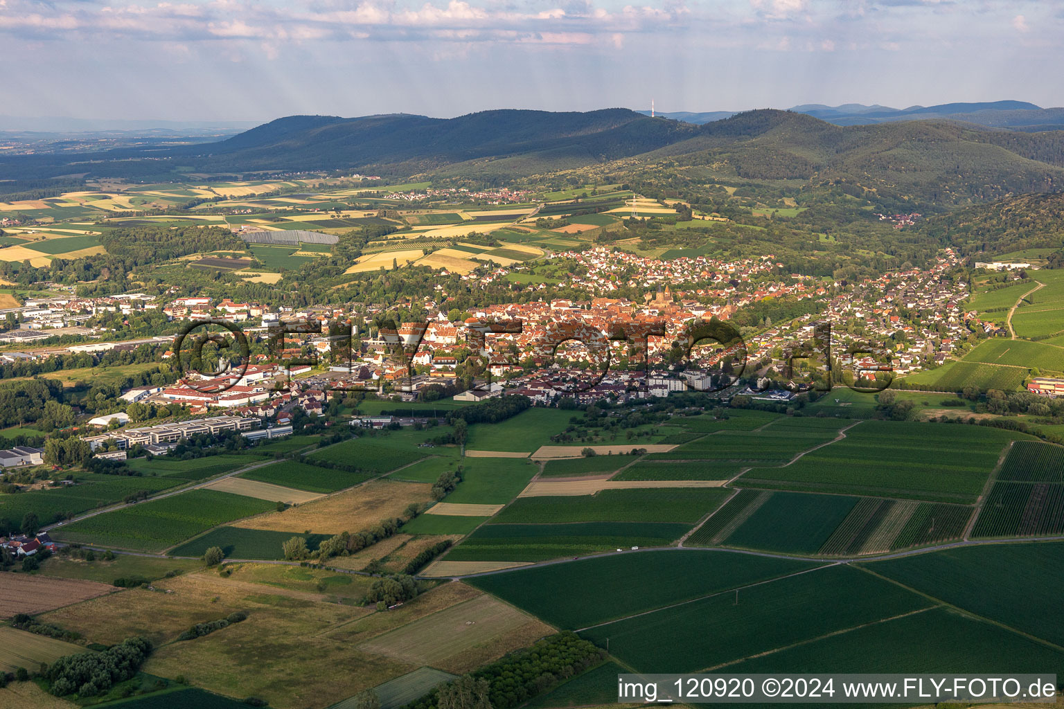 Vue aérienne de Vue des rues et des maisons des quartiers résidentiels à Wissembourg dans le département Bas Rhin, France