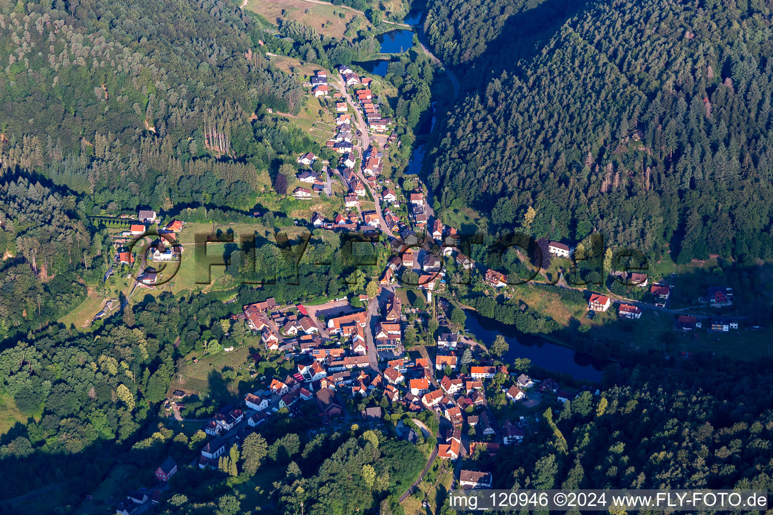 Vue aérienne de Vue sur le village à Schönau dans le département Rhénanie-Palatinat, Allemagne