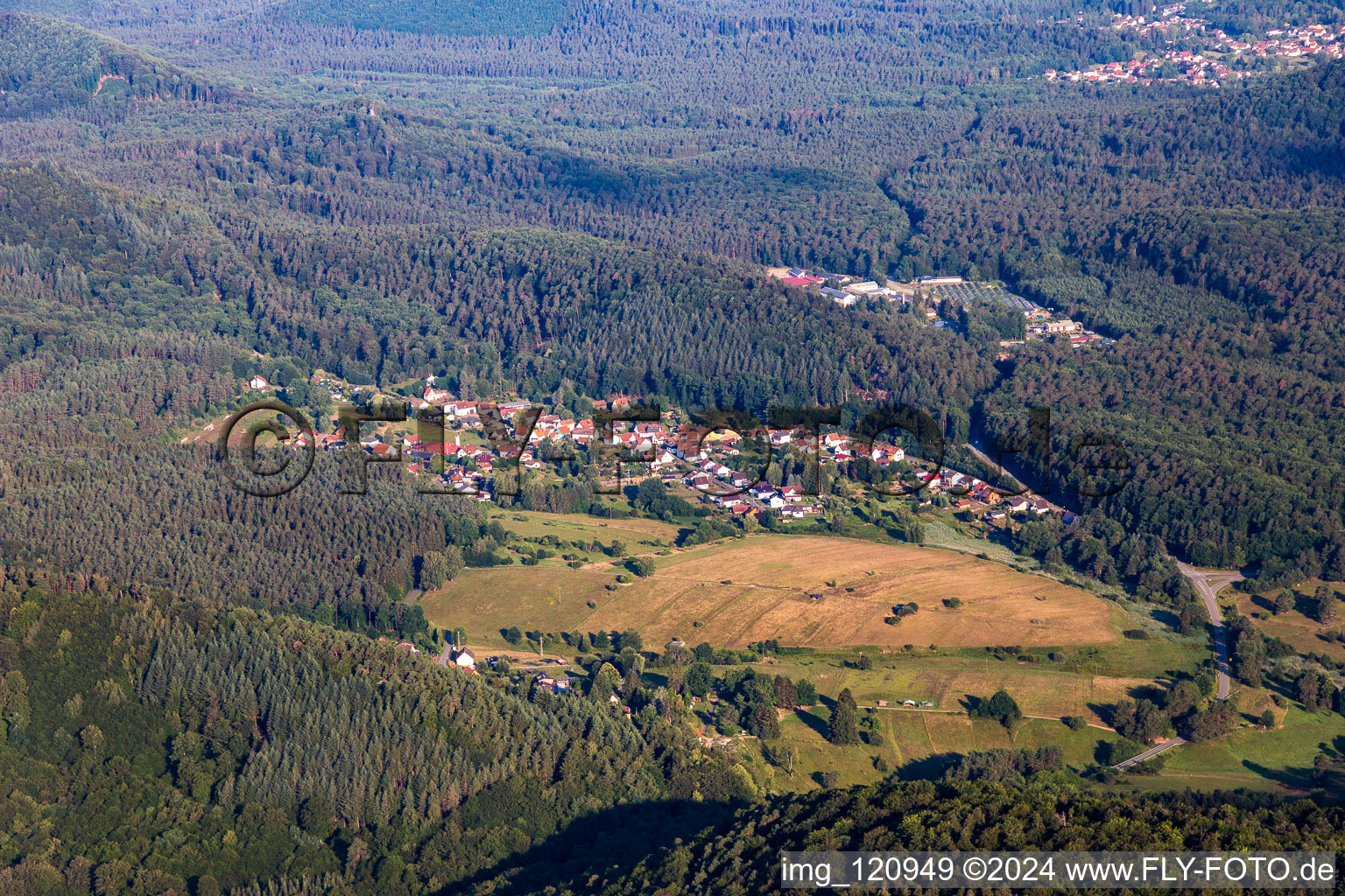 Vue aérienne de Quartier Petersbächel in Fischbach bei Dahn dans le département Rhénanie-Palatinat, Allemagne