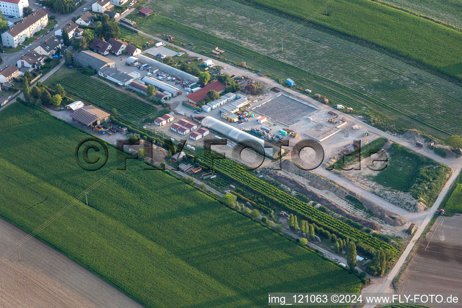 Vue aérienne de Légumes biologiques Kugelmann à Kandel dans le département Rhénanie-Palatinat, Allemagne