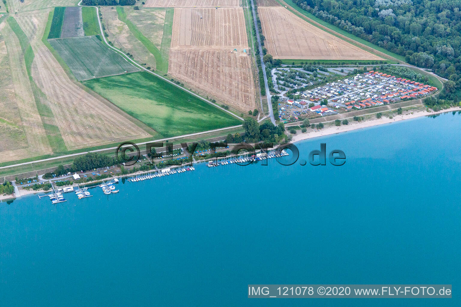 Vue aérienne de Lac Koller, Kollerinsel, HSK Ludwigshafen à Brühl dans le département Bade-Wurtemberg, Allemagne