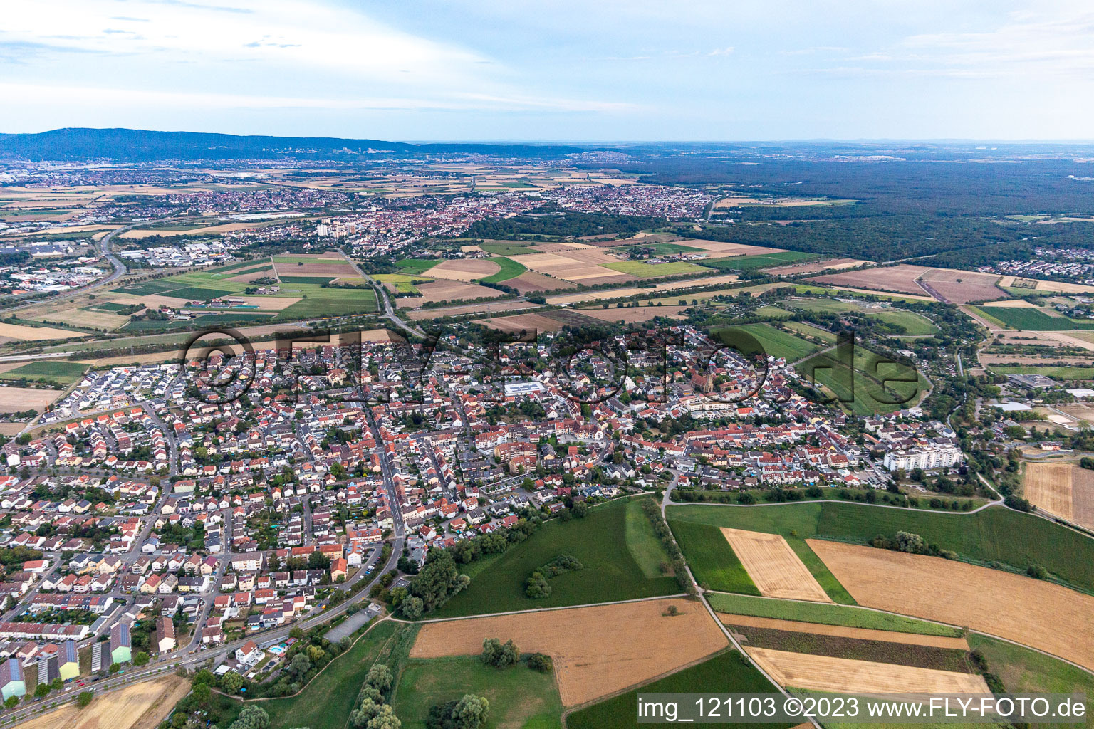 Vue oblique de Brühl dans le département Bade-Wurtemberg, Allemagne