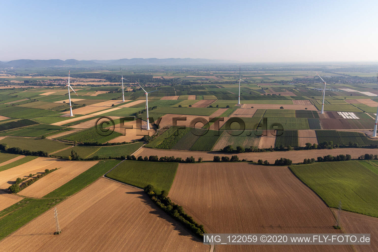 Photographie aérienne de Parc éolien à Freckenfeld dans le département Rhénanie-Palatinat, Allemagne