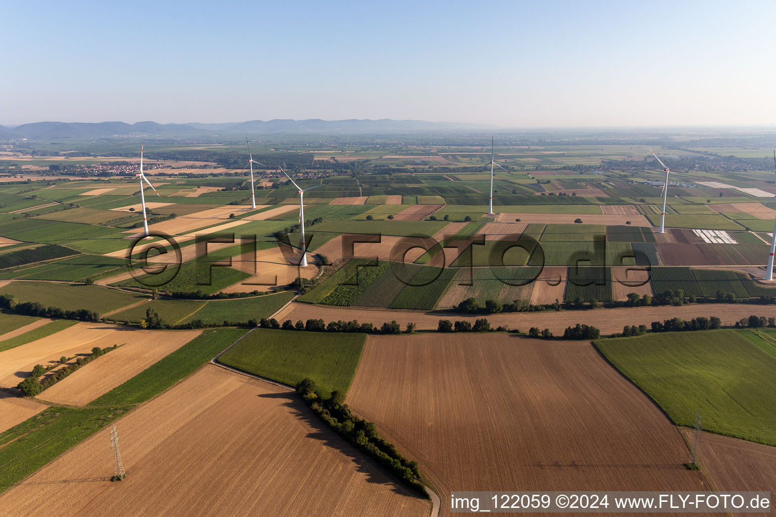 Photographie aérienne de Parc éolien à Freckenfeld dans le département Rhénanie-Palatinat, Allemagne