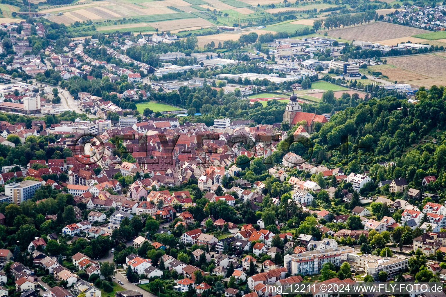 Du sud-est à Herrenberg dans le département Bade-Wurtemberg, Allemagne d'en haut