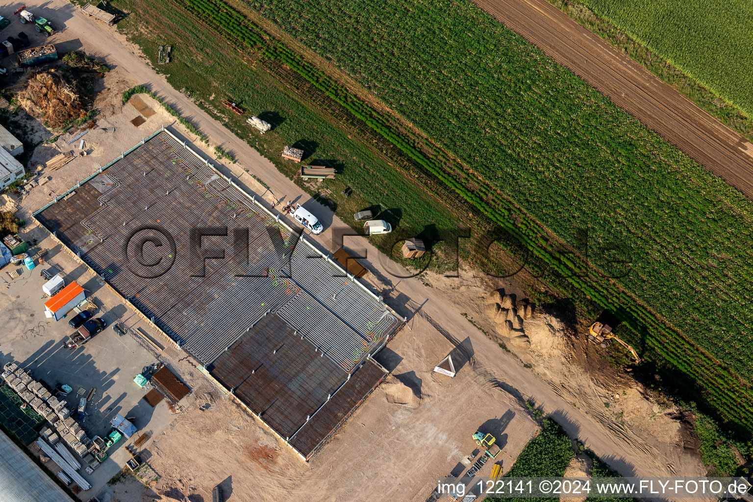 Kugelmann légumes biologiques nouvelle construction du hall de production à Kandel dans le département Rhénanie-Palatinat, Allemagne hors des airs