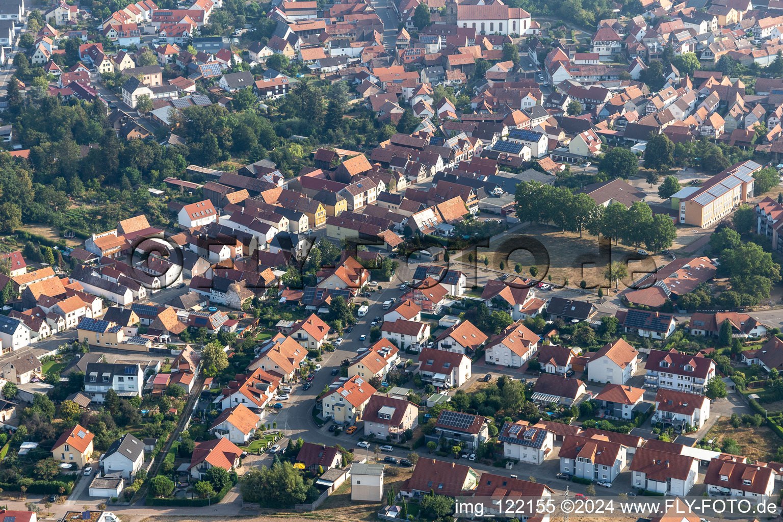 Vue aérienne de Rappengasse à Rheinzabern dans le département Rhénanie-Palatinat, Allemagne