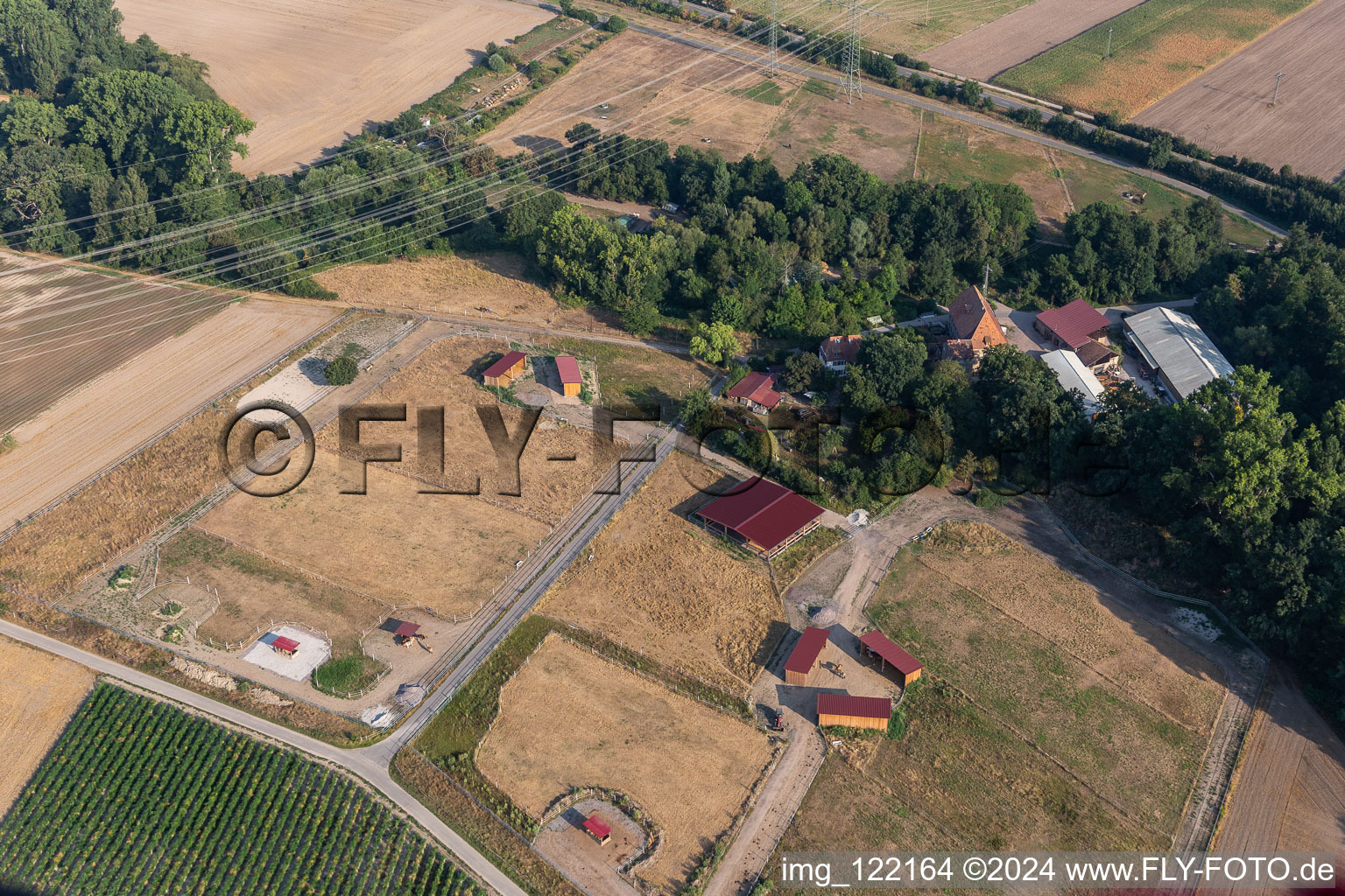 Photographie aérienne de Ferme équestre Wanzheimer Mühle à Rheinzabern dans le département Rhénanie-Palatinat, Allemagne