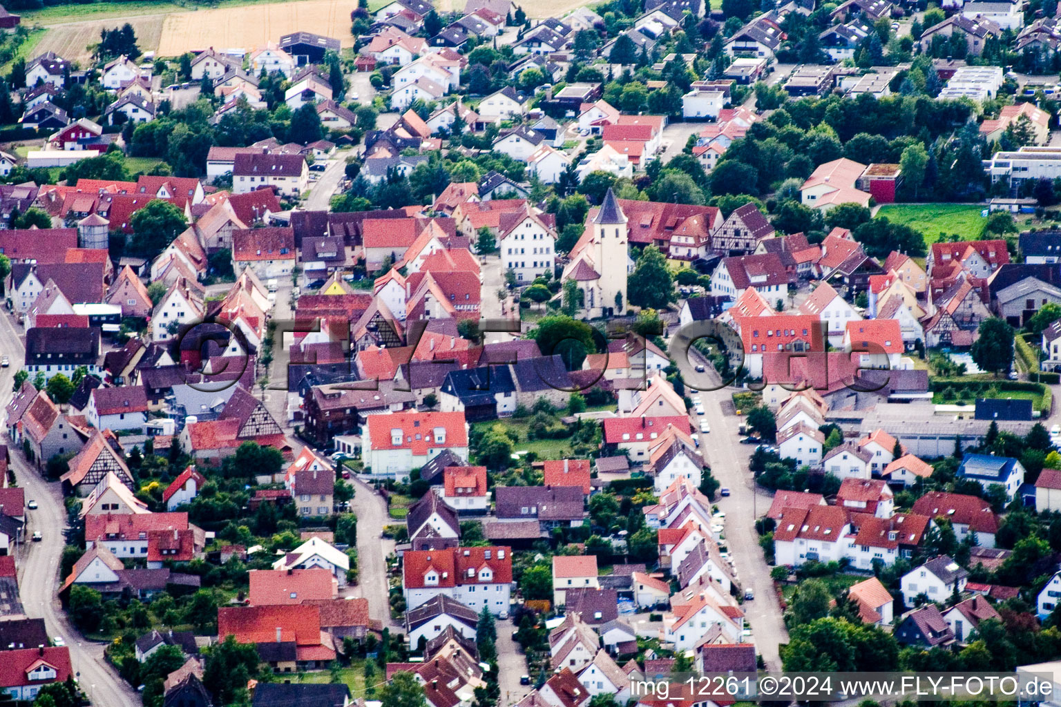 Vue aérienne de Vue sur le village à le quartier Gültstein in Herrenberg dans le département Bade-Wurtemberg, Allemagne