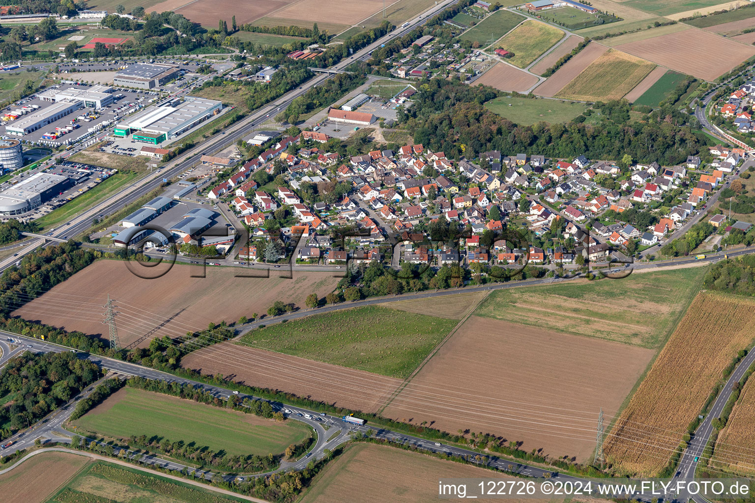 Vue aérienne de Suebenheim à le quartier Seckenheim in Mannheim dans le département Bade-Wurtemberg, Allemagne