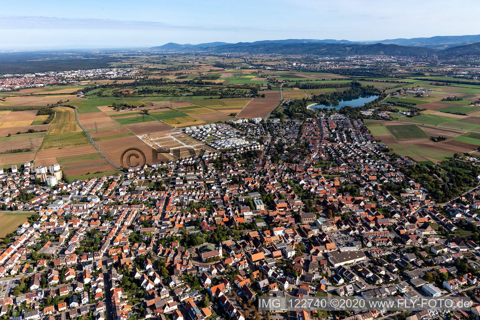 Enregistrement par drone de Heddesheim dans le département Bade-Wurtemberg, Allemagne
