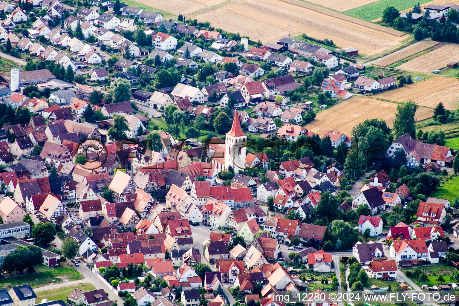 Vue aérienne de De l'est à le quartier Altingen in Ammerbuch dans le département Bade-Wurtemberg, Allemagne