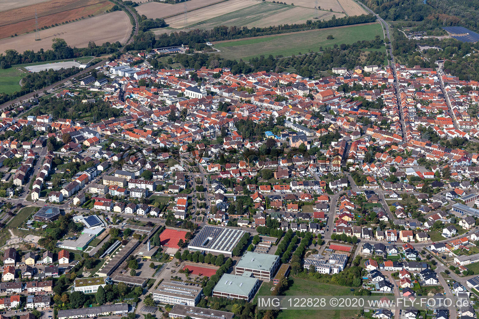 Vue oblique de Philippsburg dans le département Bade-Wurtemberg, Allemagne
