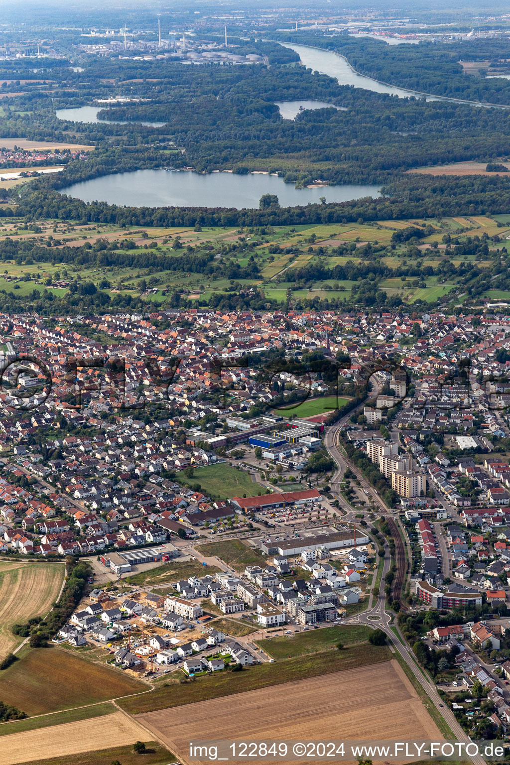 Quartier Hochstetten in Linkenheim-Hochstetten dans le département Bade-Wurtemberg, Allemagne vue d'en haut