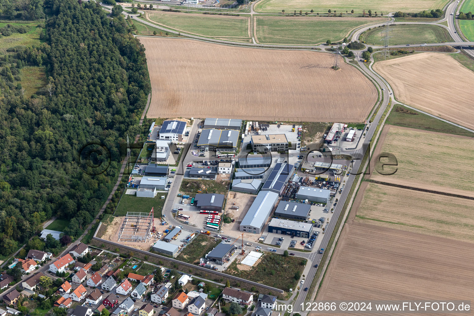 Photographie aérienne de Trimestre 2020 Zone de développement Biegen-Durlacher Weg à le quartier Hochstetten in Linkenheim-Hochstetten dans le département Bade-Wurtemberg, Allemagne