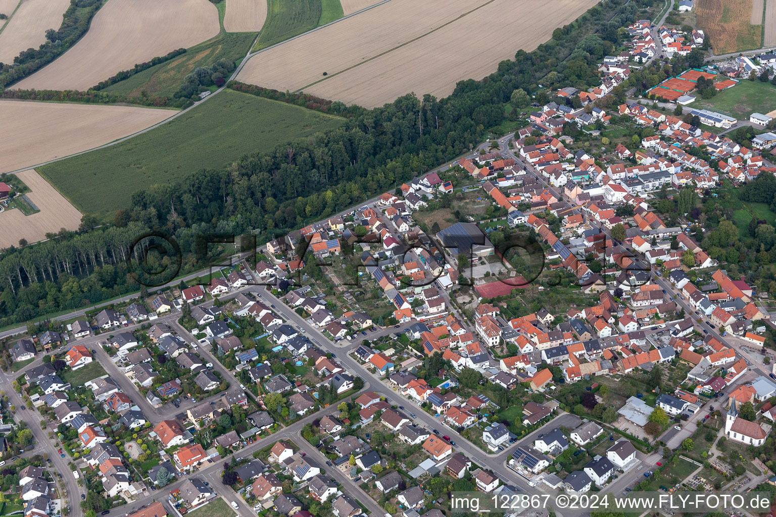 Quartier Hochstetten in Linkenheim-Hochstetten dans le département Bade-Wurtemberg, Allemagne vue du ciel