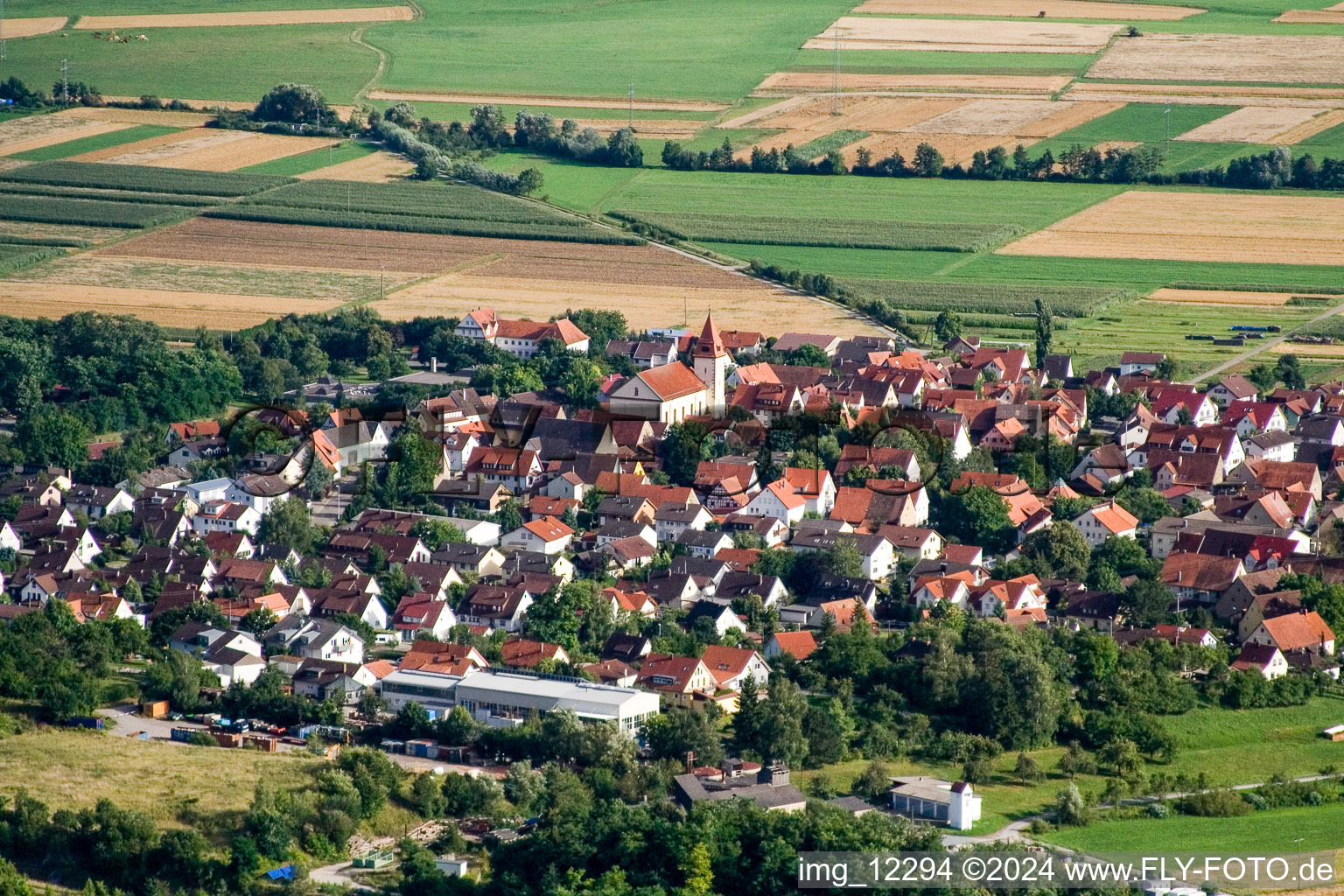 Vue aérienne de Vue sur le village à le quartier Pfäffingen in Ammerbuch dans le département Bade-Wurtemberg, Allemagne