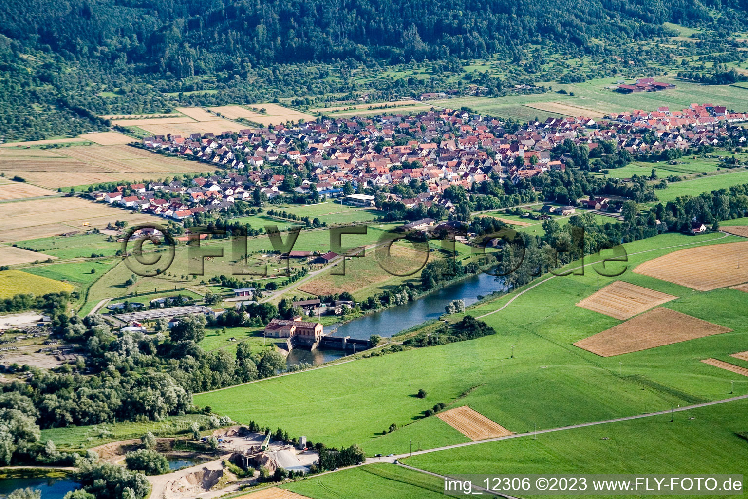 Photographie aérienne de Kiebingen dans le département Bade-Wurtemberg, Allemagne