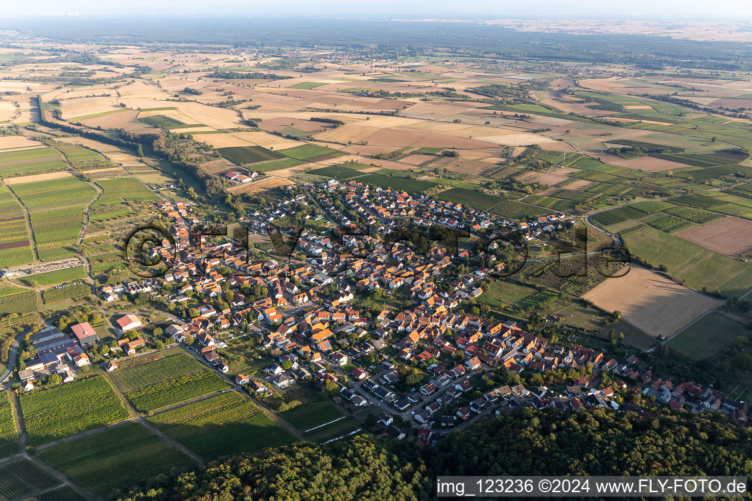 Oberotterbach dans le département Rhénanie-Palatinat, Allemagne vu d'un drone