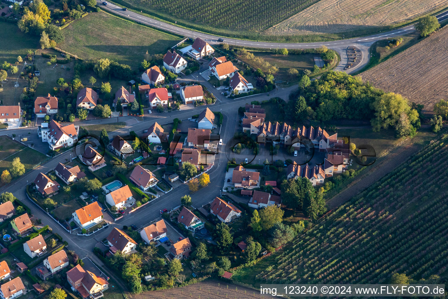 Vue aérienne de Rue d'Obernai à Wissembourg dans le département Bas Rhin, France