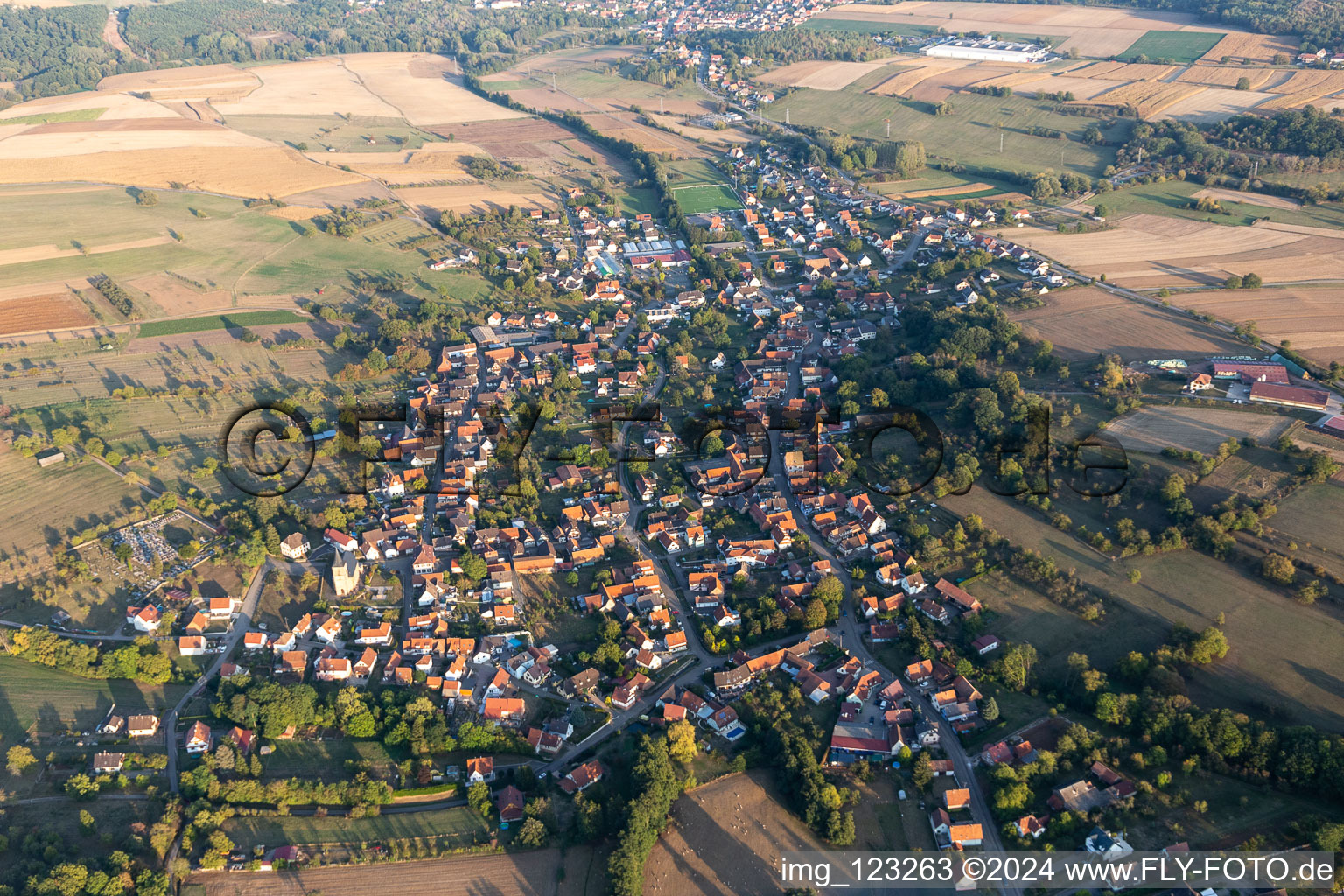 Preuschdorf dans le département Bas Rhin, France d'en haut