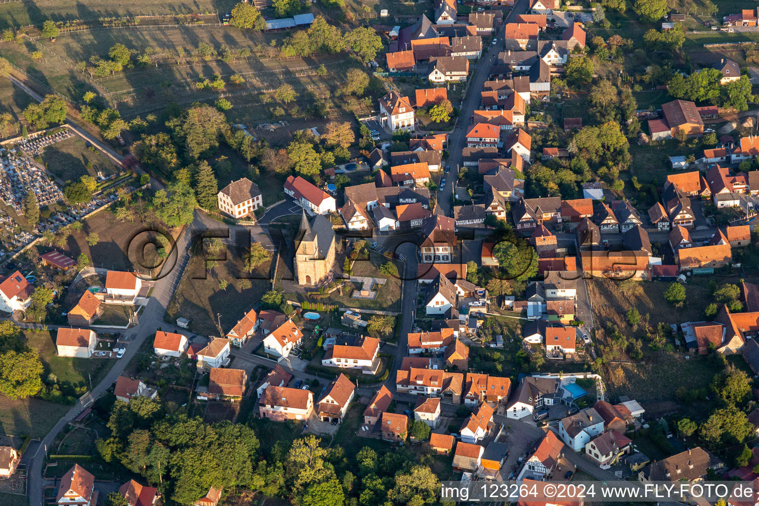 Preuschdorf dans le département Bas Rhin, France hors des airs