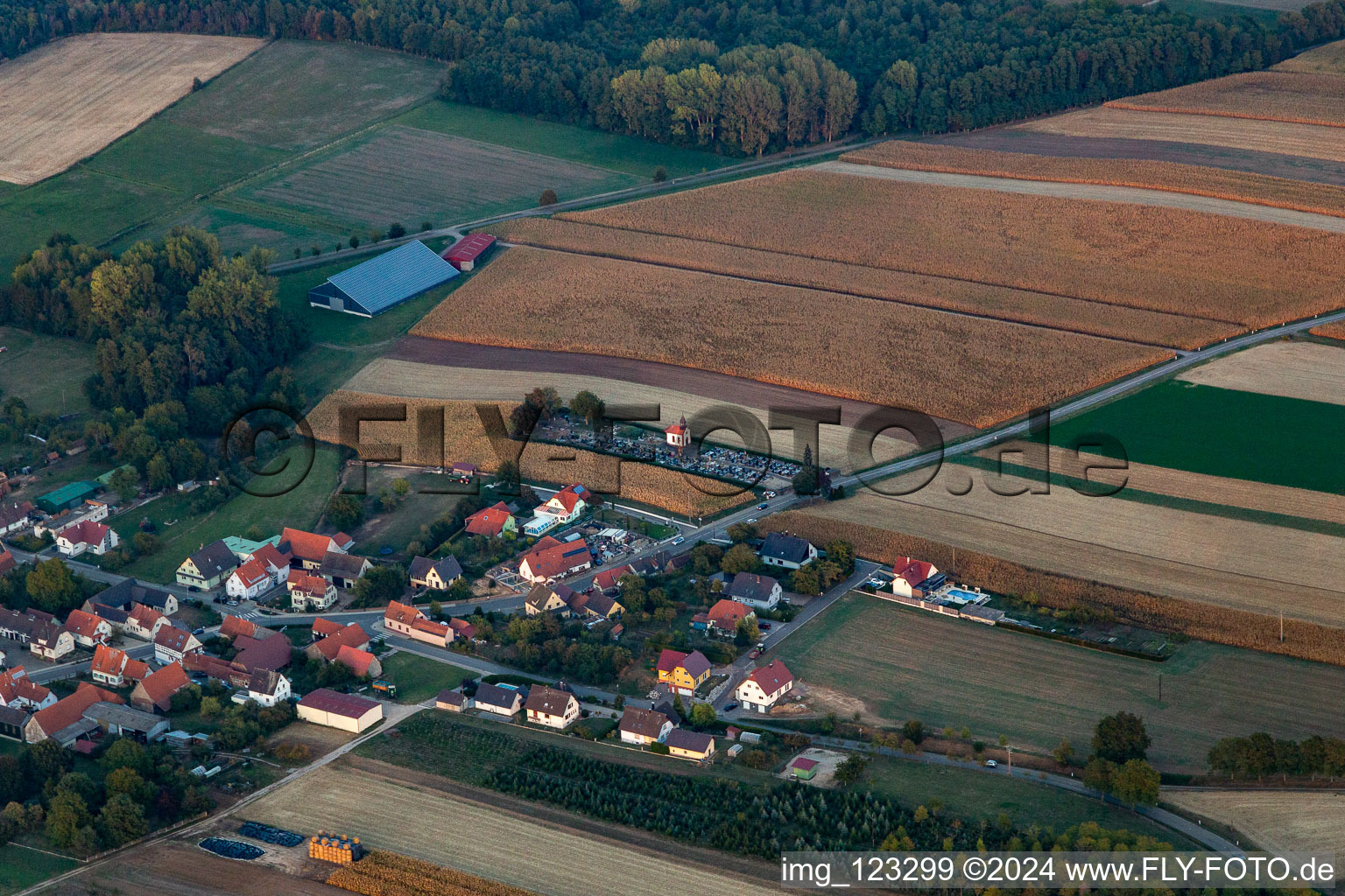 Vue aérienne de Cimetière à Salmbach dans le département Bas Rhin, France