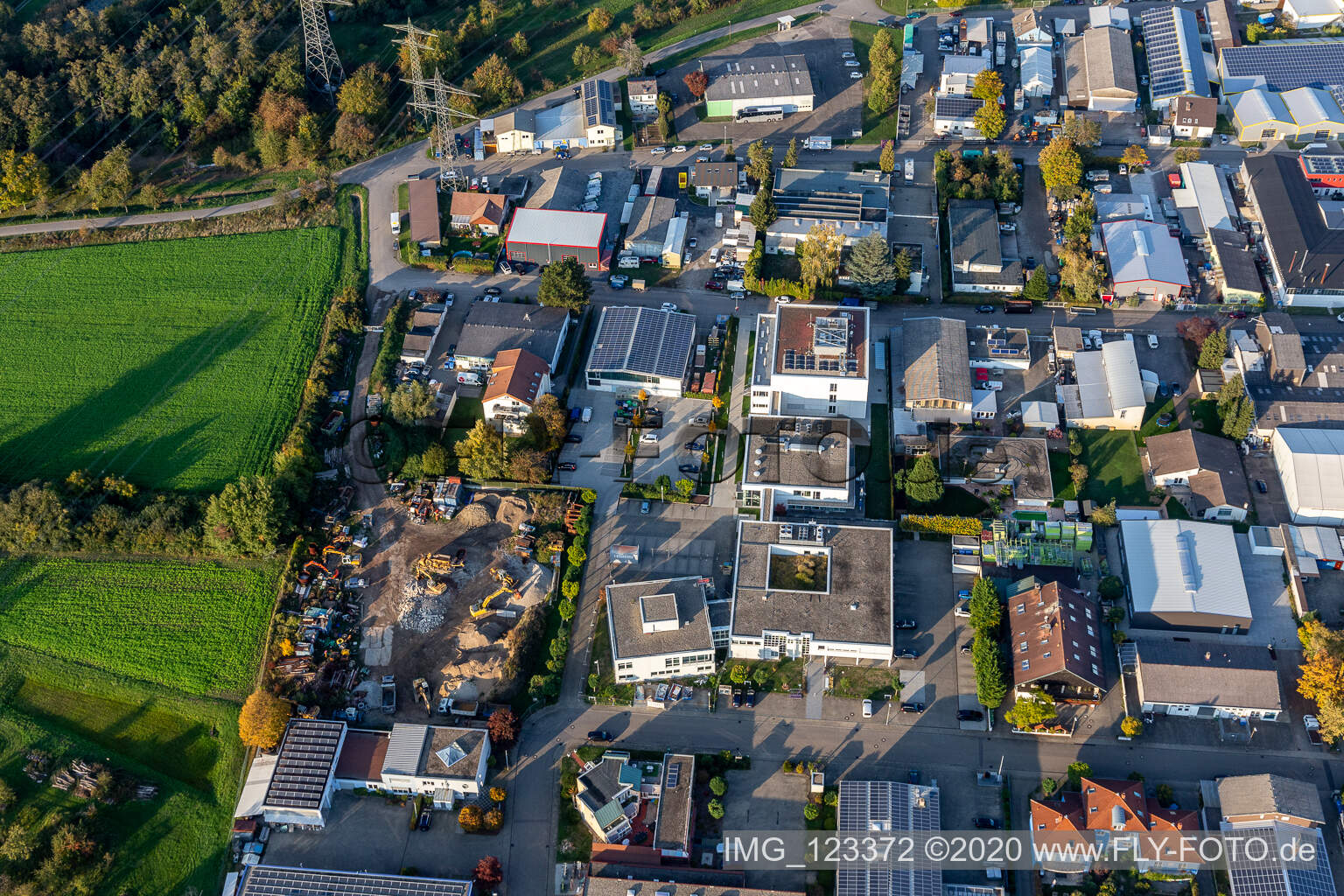 Photographie aérienne de Fondation du centre de données de l'Église pour le sud-ouest de l'Allemagne à le quartier Eggenstein in Eggenstein-Leopoldshafen dans le département Bade-Wurtemberg, Allemagne