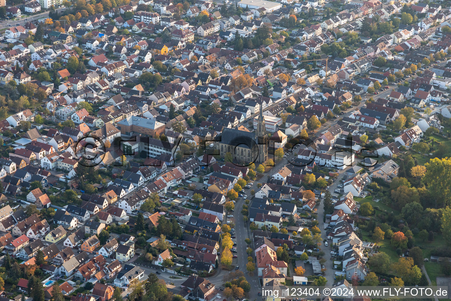 Vue oblique de Quartier Neureut in Karlsruhe dans le département Bade-Wurtemberg, Allemagne