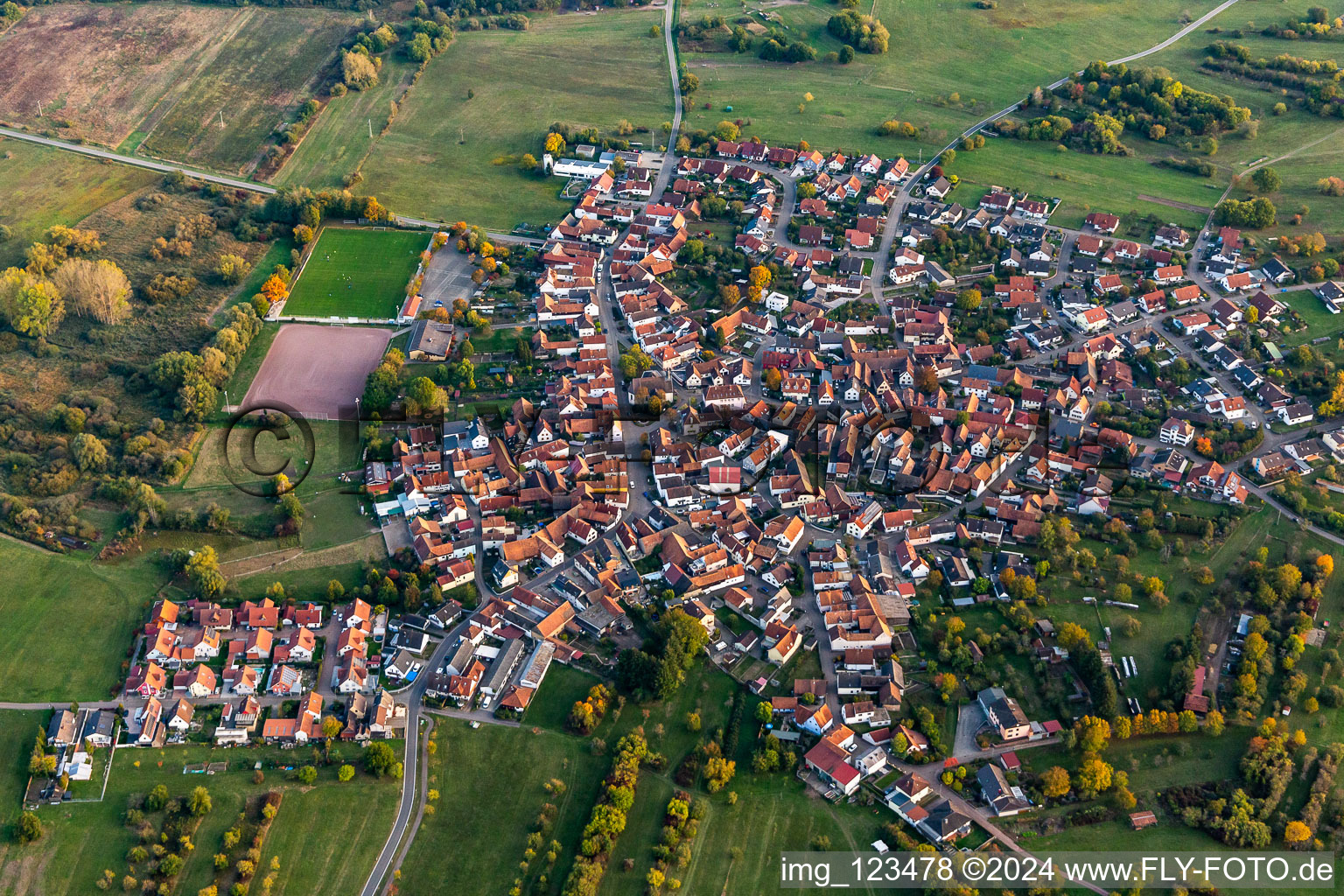 Vue oblique de Quartier Büchelberg in Wörth am Rhein dans le département Rhénanie-Palatinat, Allemagne