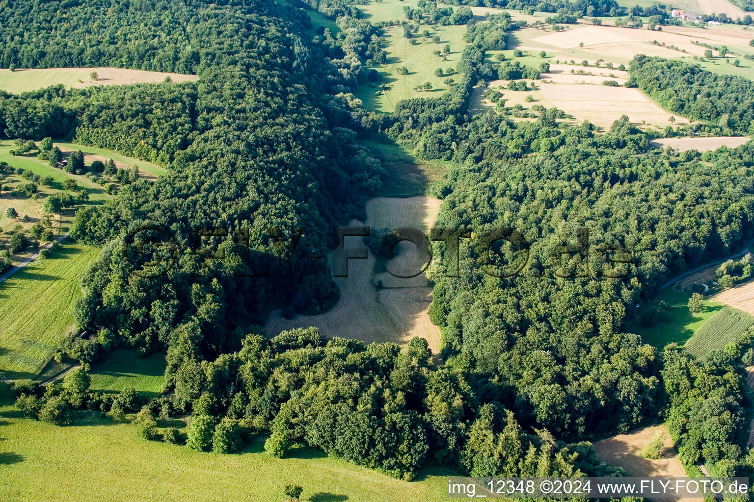 Vue aérienne de Réserve naturelle de Kettelbachtal à le quartier Obernhausen in Birkenfeld dans le département Bade-Wurtemberg, Allemagne