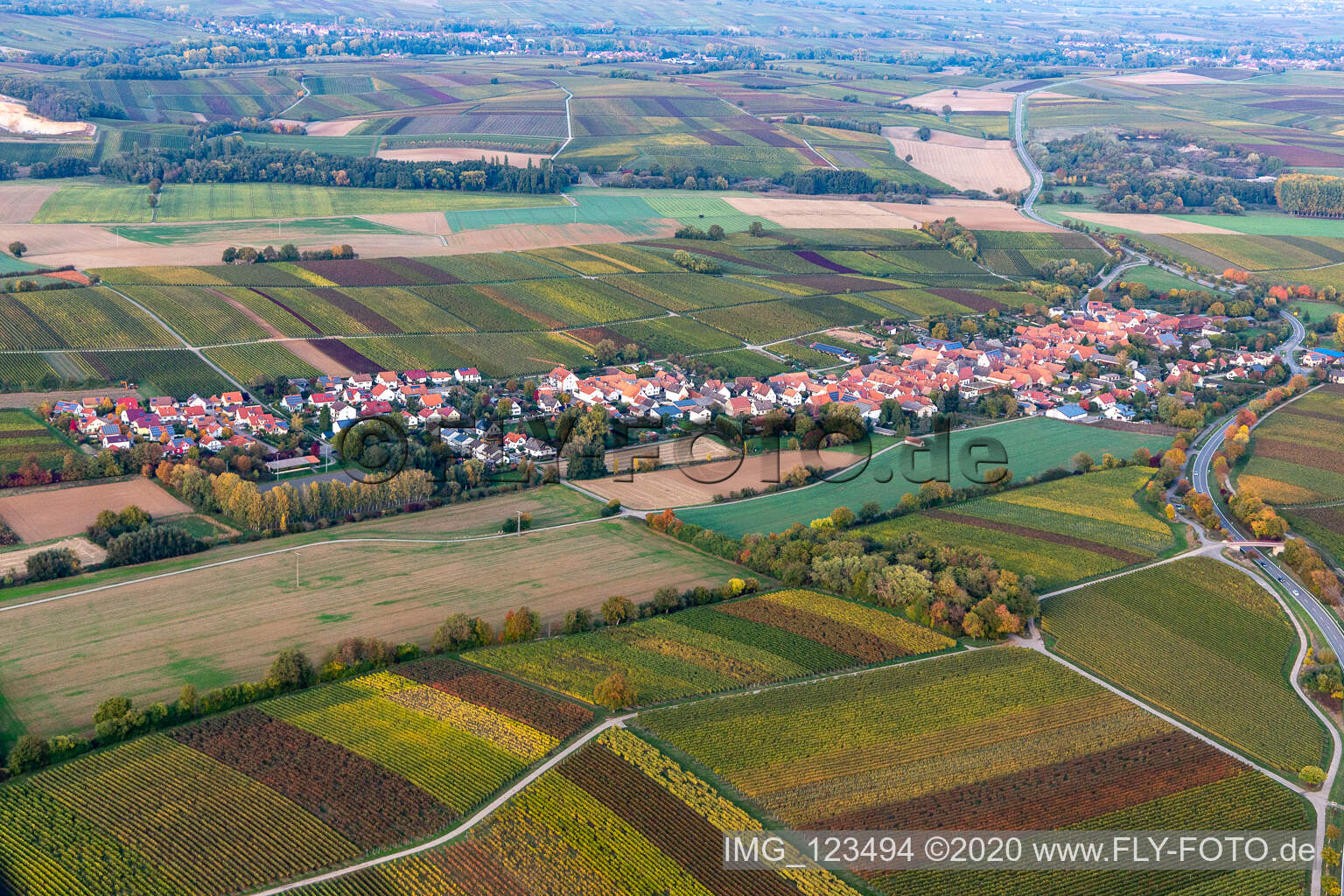 Niederhorbach dans le département Rhénanie-Palatinat, Allemagne vue d'en haut