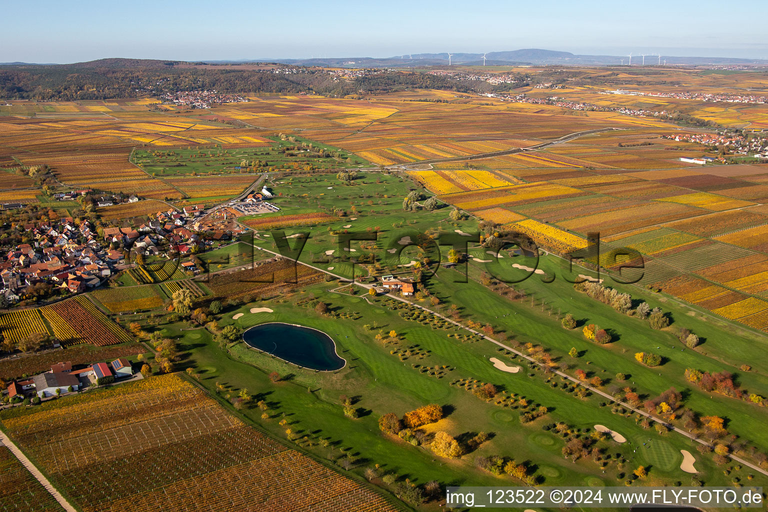 Vue aérienne de Superficie du terrain de golf Golfgarten Deutsche Weinstraße - Dackenheim - GOLF absolu à Dackenheim dans le département Rhénanie-Palatinat, Allemagne