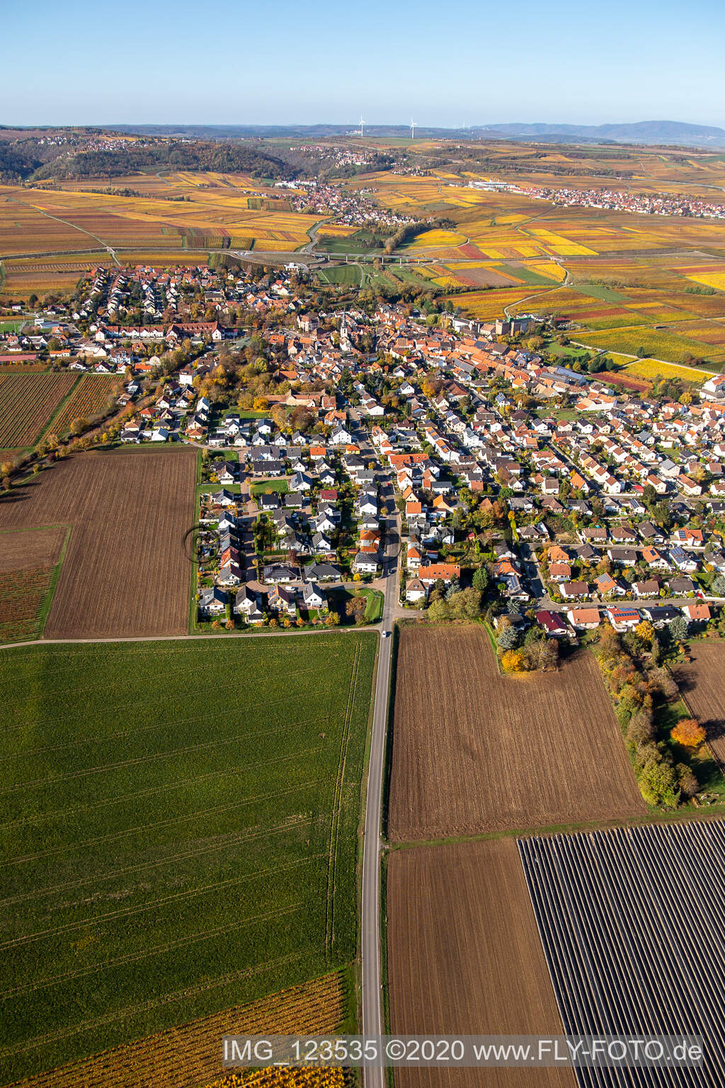 Photographie aérienne de Kirchheim an der Weinstraße dans le département Rhénanie-Palatinat, Allemagne