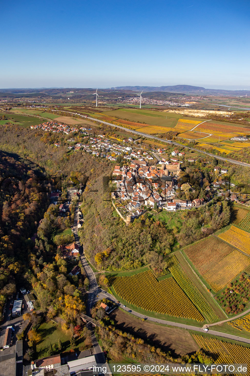 Neuleiningen dans le département Rhénanie-Palatinat, Allemagne du point de vue du drone