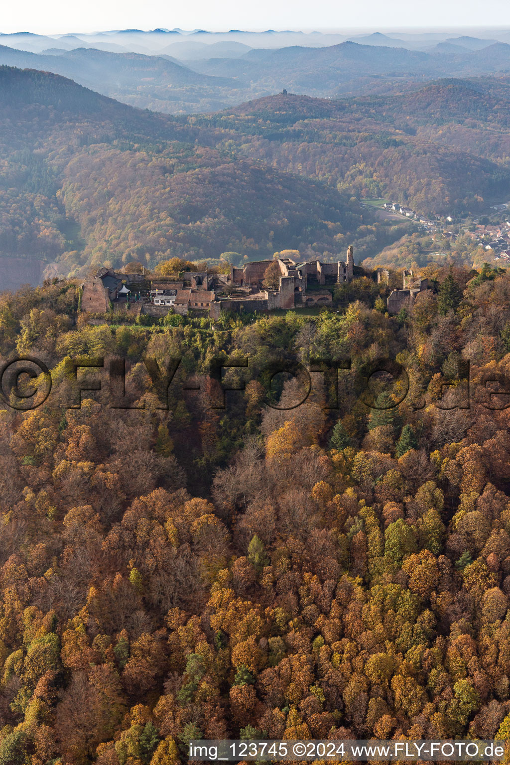 Photographie aérienne de Ruines du château de Madenbourg à Eschbach dans le département Rhénanie-Palatinat, Allemagne