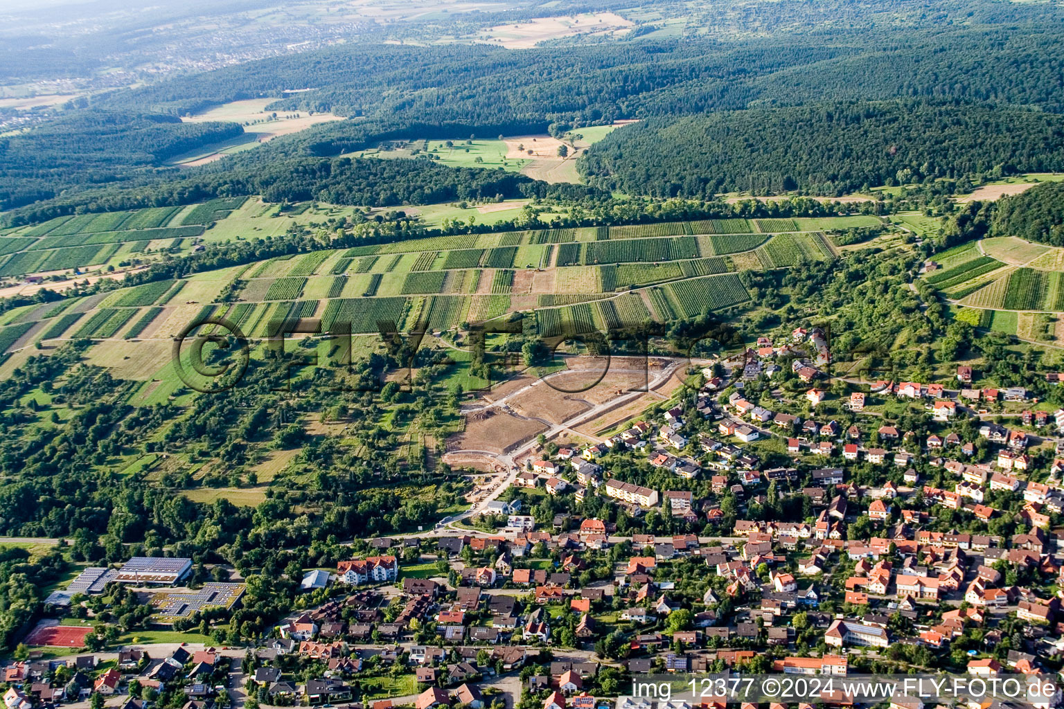 Vue aérienne de Corde de luge à le quartier Dietlingen in Keltern dans le département Bade-Wurtemberg, Allemagne