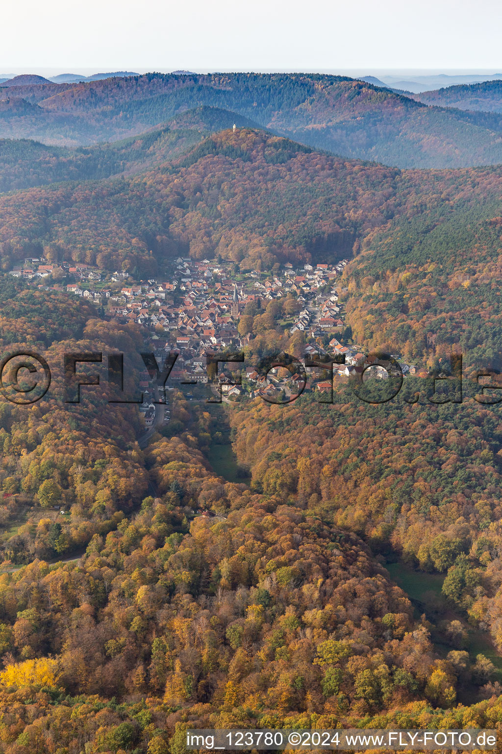 Dörrenbach dans le département Rhénanie-Palatinat, Allemagne depuis l'avion