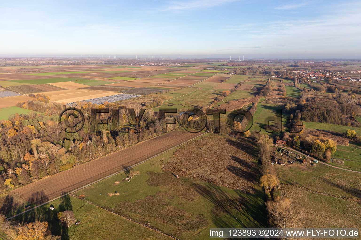 Billigheimer Bruch, Erlenbachtal entre Barbelroth, Hergersweiler et Winden à le quartier Mühlhofen in Billigheim-Ingenheim dans le département Rhénanie-Palatinat, Allemagne depuis l'avion