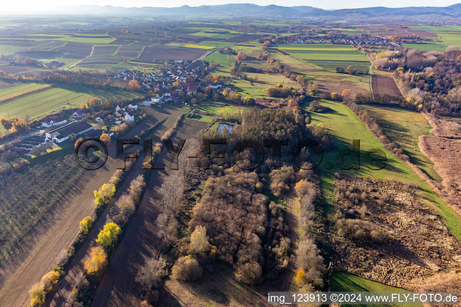 Photographie aérienne de Billigheimer Bruch, Erlenbachtal entre Barbelroth, Hergersweiler et Winden à Winden dans le département Rhénanie-Palatinat, Allemagne