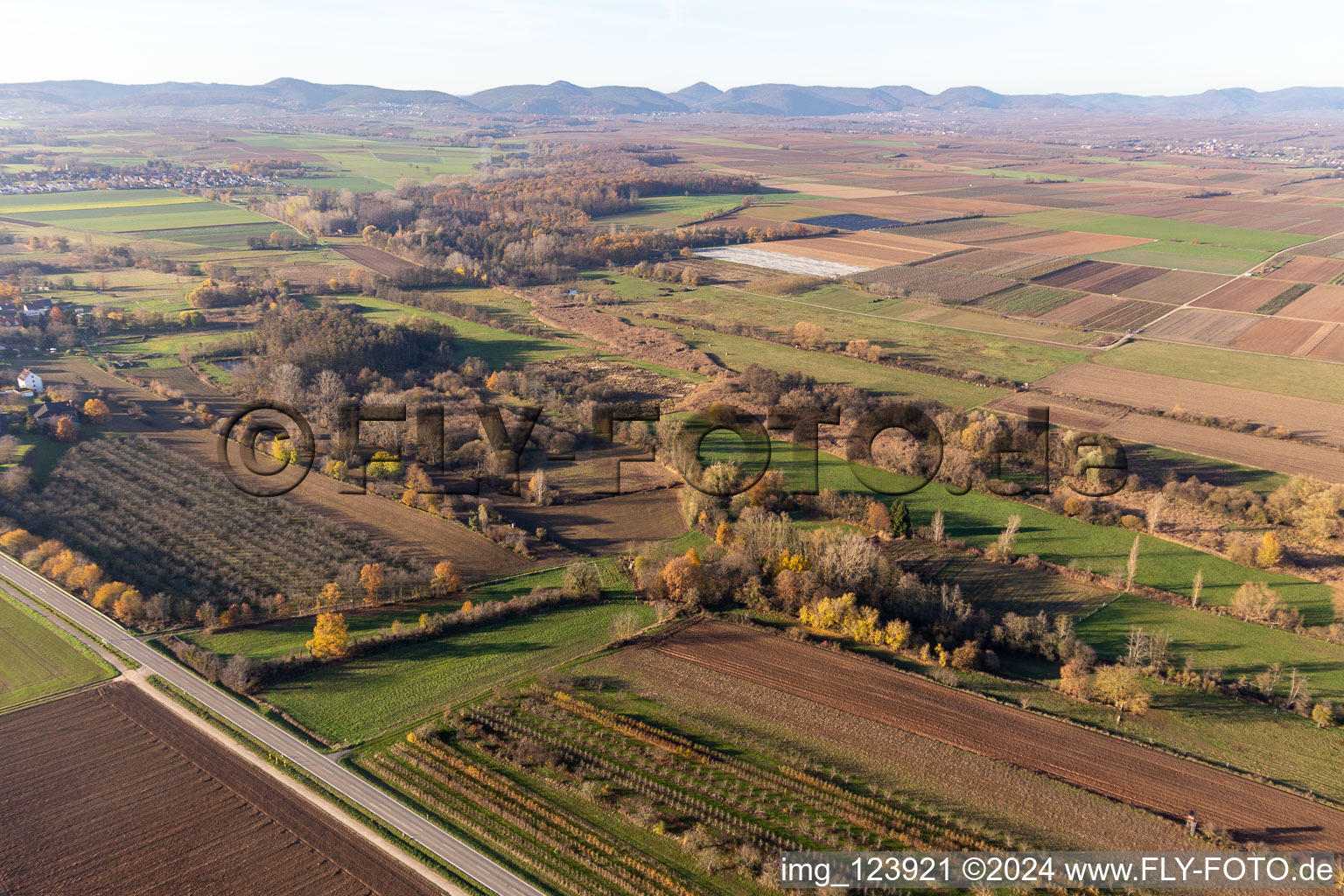 Billigheimer Bruch, Erlenbachtal entre Barbelroth, Hergersweiler et Winden à Winden dans le département Rhénanie-Palatinat, Allemagne vue du ciel