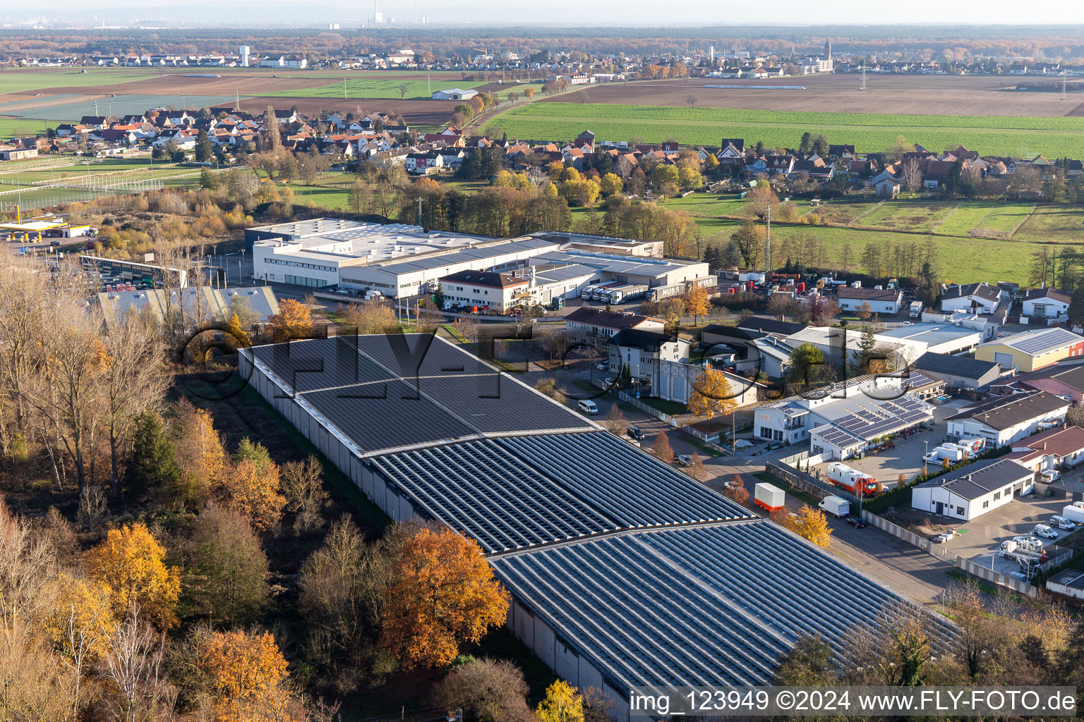 Vue aérienne de Zone commerciale Horst, Barthelsmühlring à le quartier Minderslachen in Kandel dans le département Rhénanie-Palatinat, Allemagne