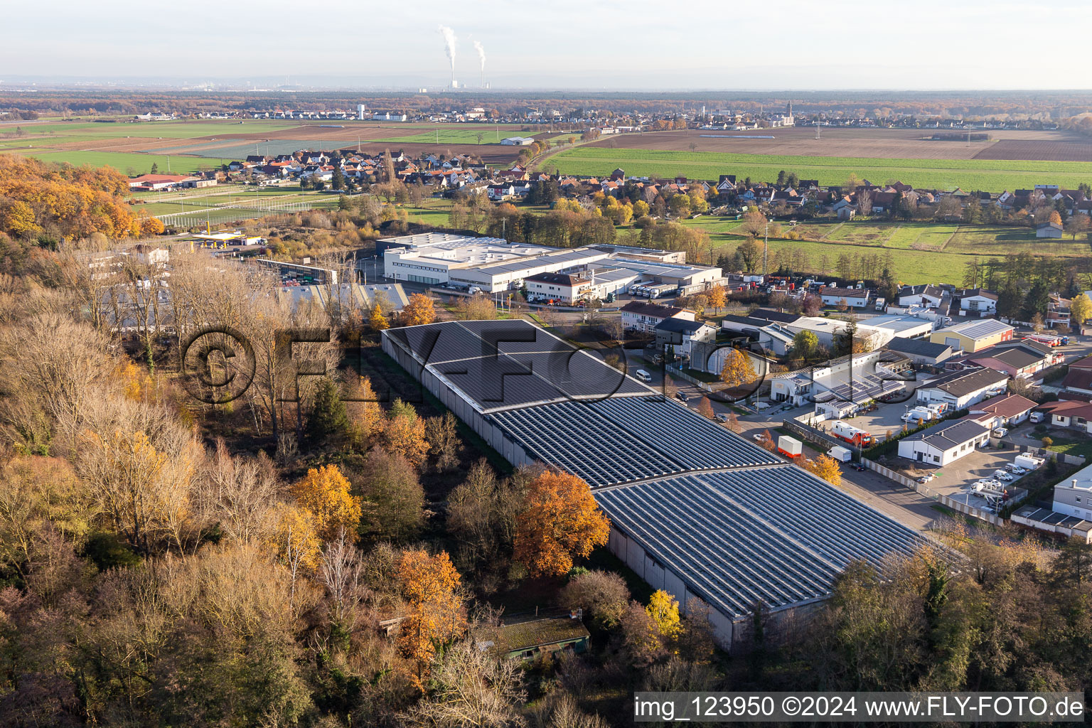 Vue aérienne de Zone commerciale Horst, Barthelsmühlring à le quartier Minderslachen in Kandel dans le département Rhénanie-Palatinat, Allemagne