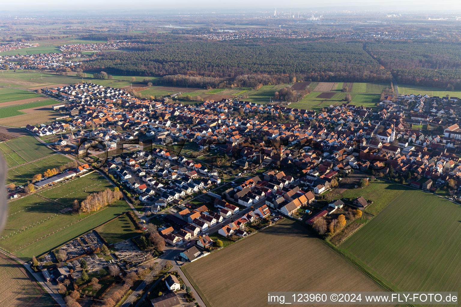 Hatzenbühl dans le département Rhénanie-Palatinat, Allemagne vu d'un drone