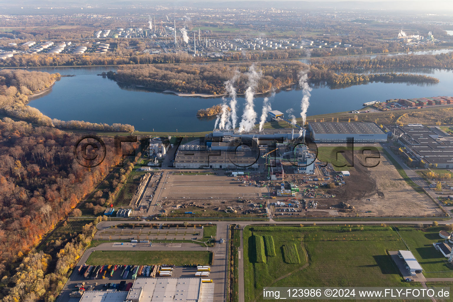 Vue aérienne de Usine de palmiers à papier Wörth am Rhein à Wörth am Rhein dans le département Rhénanie-Palatinat, Allemagne