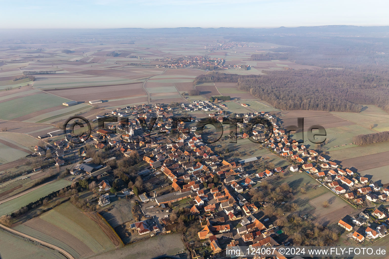 Niederlauterbach dans le département Bas Rhin, France vue d'en haut